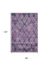 8' X 10' Eggplant Lavender And Gray Ikat Washable Area Rug With UV Protection