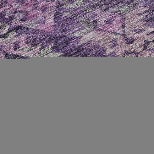 8' X 10' Eggplant Lavender And Gray Ikat Washable Area Rug With UV Protection