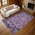 8' X 10' Eggplant Lavender And Gray Ikat Washable Area Rug With UV Protection