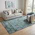 5' X 8' Emerald Teal And Gray Ikat Washable Area Rug With UV Protection