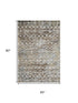5' X 8' Brown Ivory And Gray Geometric Washable Area Rug With UV Protection