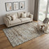 5' X 8' Brown Ivory And Gray Geometric Washable Area Rug With UV Protection