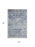 5' X 8' Blue Ivory And Gray Geometric Washable Area Rug With UV Protection