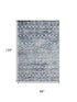 8' X 10' Blue Ivory And Gray Geometric Washable Area Rug With UV Protection
