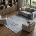 8' X 10' Blue Ivory And Gray Geometric Washable Area Rug With UV Protection