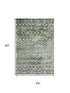 5' X 8' Olive Green Ivory And Gray Geometric Washable Area Rug With UV Protection