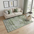5' X 8' Olive Green Ivory And Gray Geometric Washable Area Rug With UV Protection