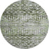 8' Olive Green Ivory And Gray Geometric Washable Round Rug With UV Protection