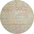 8' Peach Ivory And Gold Geometric Washable Round Rug With UV Protection