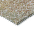 8' Peach Ivory And Gold Geometric Washable Round Rug With UV Protection