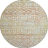 8' Peach Ivory And Gold Geometric Washable Round Rug With UV Protection