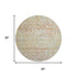 8' Peach Ivory And Gold Geometric Washable Round Rug With UV Protection