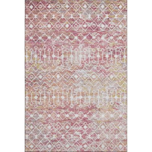 8' X 10' Pink Ivory And Wheat Geometric Washable Area Rug With UV Protection