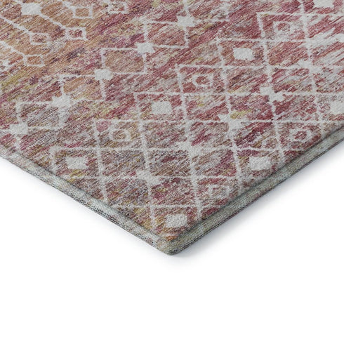 8' X 10' Pink Ivory And Wheat Geometric Washable Area Rug With UV Protection