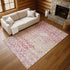 8' X 10' Pink Ivory And Wheat Geometric Washable Area Rug With UV Protection