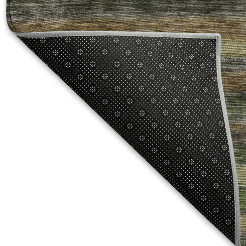 5' X 8' Brown Gold And Gray Striped Washable Area Rug With UV Protection