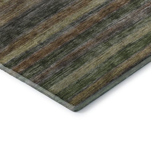 5' X 8' Brown Gold And Gray Striped Washable Area Rug With UV Protection