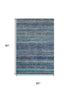 5' X 8' Blue Teal And Gray Striped Washable Area Rug With UV Protection