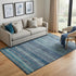 5' X 8' Blue Teal And Gray Striped Washable Area Rug With UV Protection