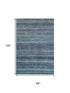 8' X 10' Blue Teal And Gray Striped Washable Area Rug With UV Protection