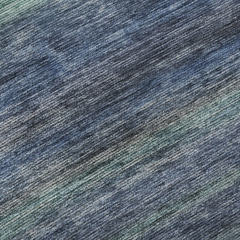 8' X 10' Blue Teal And Gray Striped Washable Area Rug With UV Protection