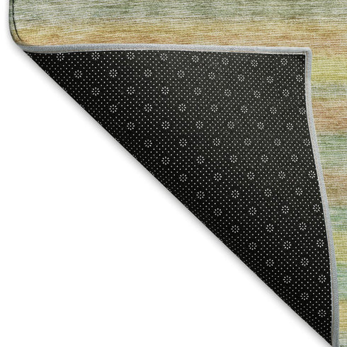 8' X 10' Gold Blush And Teal Striped Washable Area Rug With UV Protection