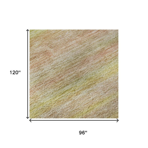 8' X 10' Gold Blush And Teal Striped Washable Area Rug With UV Protection