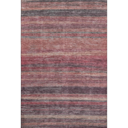 9' X 12' Rust Gray And Blush Striped Washable Area Rug With UV Protection