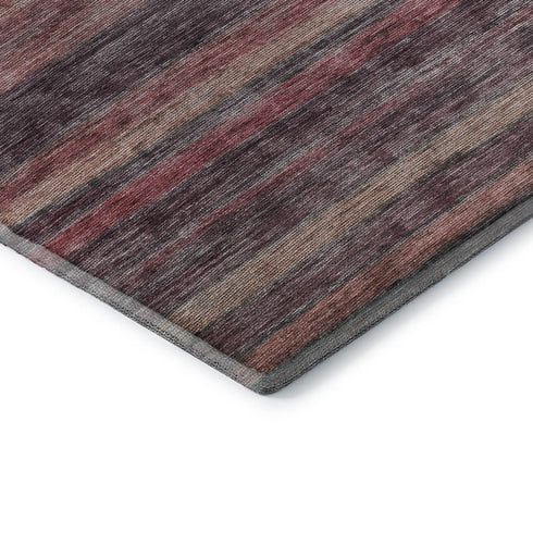 9' X 12' Rust Gray And Blush Striped Washable Area Rug With UV Protection