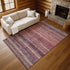 9' X 12' Rust Gray And Blush Striped Washable Area Rug With UV Protection