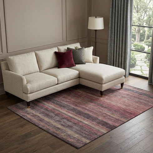 9' X 12' Rust Gray And Blush Striped Washable Area Rug With UV Protection