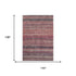 9' X 12' Rust Gray And Blush Striped Washable Area Rug With UV Protection