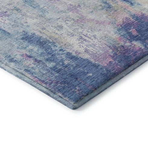 5' X 8' Blue Blush And Ivory Abstract Washable Area Rug With UV Protection