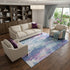 8' X 10' Blue Blush And Ivory Abstract Washable Area Rug With UV Protection