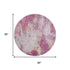 8' Pink Peach And Ivory Abstract Washable Round Rug With UV Protection
