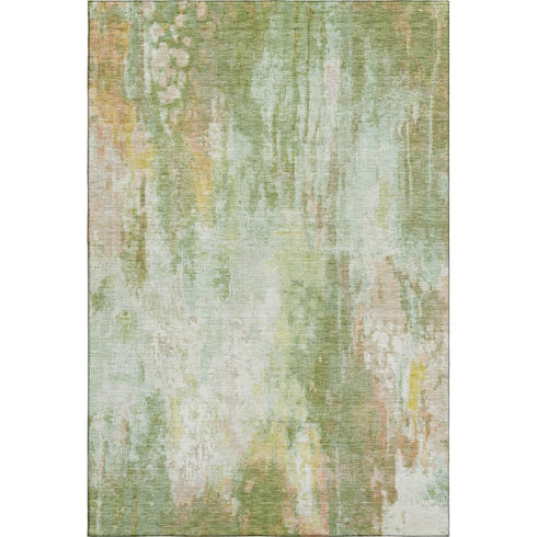 8' X 10' Sage Wheat And Ivory Abstract Washable Area Rug With UV Protection