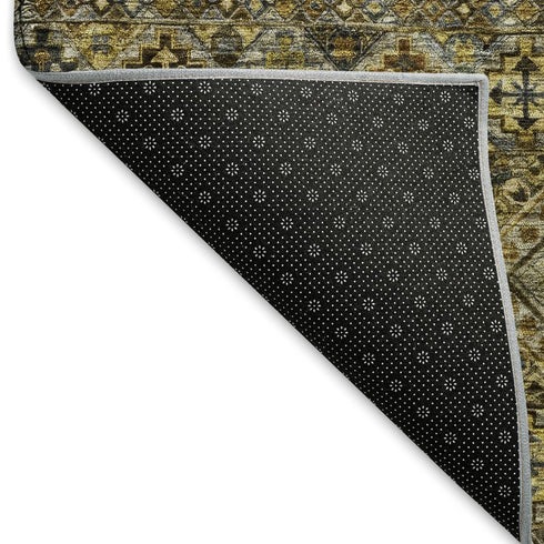 8' X 10' Gray Gold And Brown Striped Washable Area Rug With UV Protection