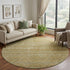 8' Artichoke Green Gold And Gray Striped Washable Round Rug With UV Protection