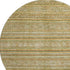 8' Artichoke Green Gold And Gray Striped Washable Round Rug With UV Protection