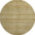 8' Artichoke Green Gold And Gray Striped Washable Round Rug With UV Protection