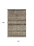 5' X 8' Brown Gray And Silver Striped Washable Area Rug With UV Protection
