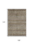 9' X 12' Brown Gray And Silver Striped Washable Area Rug With UV Protection