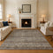 9' X 12' Brown Gray And Silver Striped Washable Area Rug With UV Protection