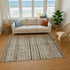 9' X 12' Brown Gray And Silver Striped Washable Area Rug With UV Protection