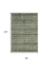 8' X 10' Olive Green Gray And Silver Striped Washable Area Rug With UV Protection