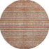 8' Rust Gold And Gray Striped Washable Round Rug With UV Protection