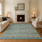 8' X 10' Teal Gold And Blue Striped Washable Area Rug With UV Protection