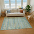 8' X 10' Teal Gold And Blue Striped Washable Area Rug With UV Protection