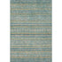 8' X 10' Teal Gold And Blue Striped Washable Area Rug With UV Protection