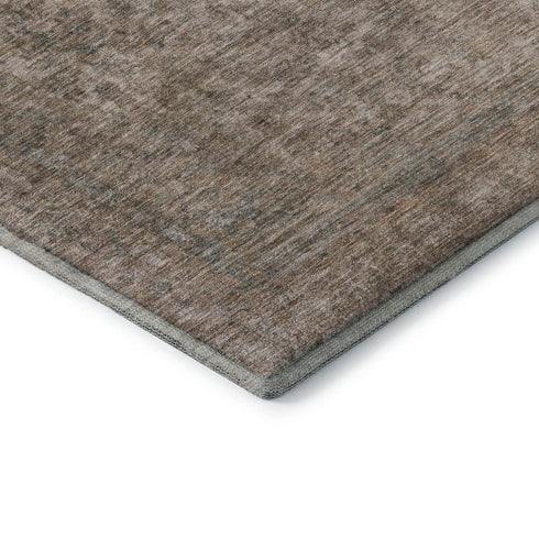 9' X 12' Brown And Beige Oriental Washable Area Rug With UV Protection